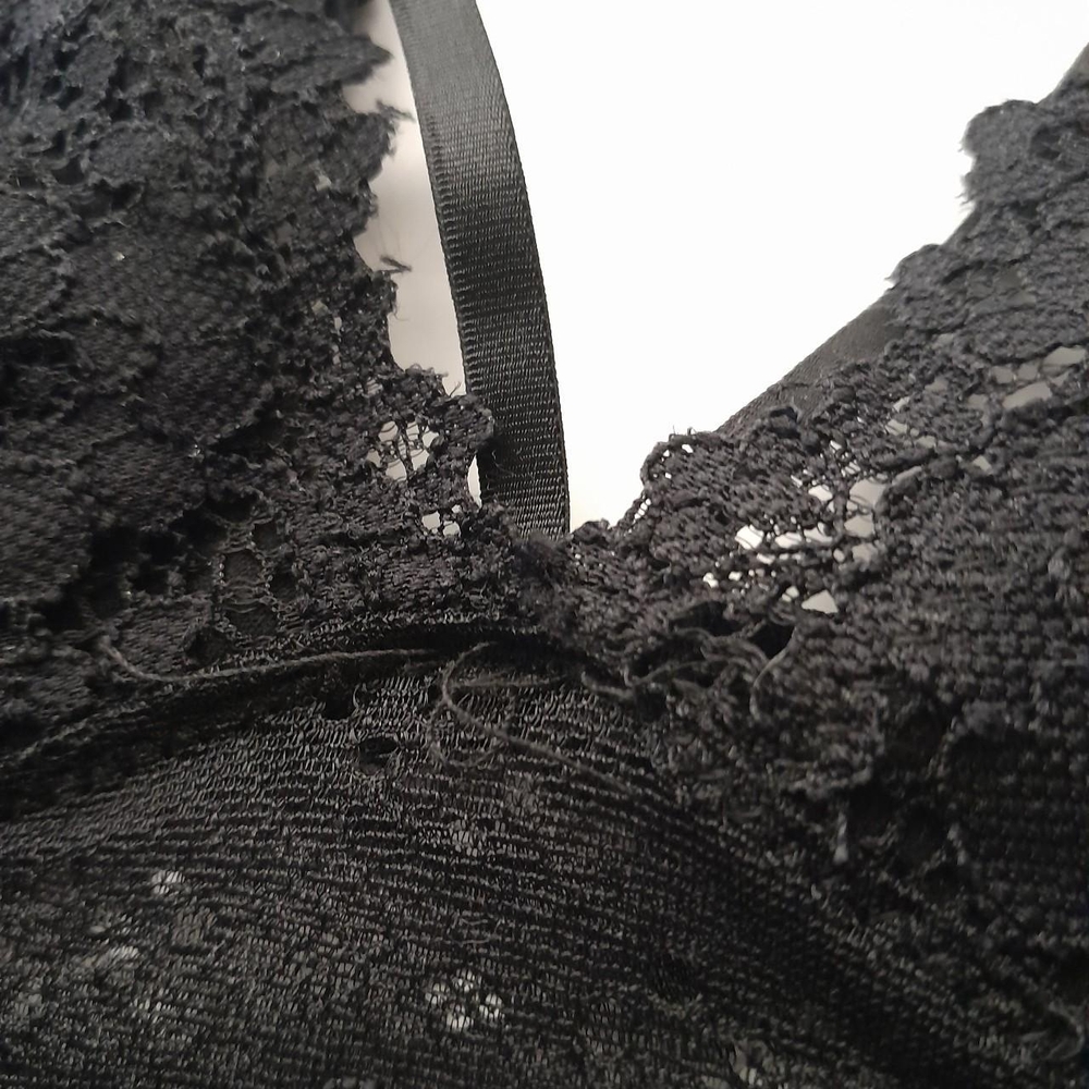 Floral Lace Strappy Caged Bralette Black Sheer Longline Crop Bra Size S - Picture 4 of 8